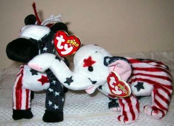 Lefty and Righty Beanie Babies
