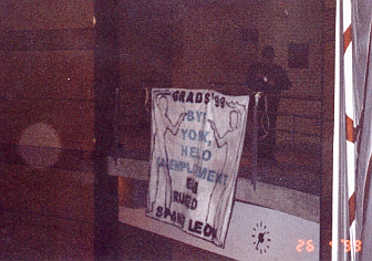 Gavin tying the banner up...