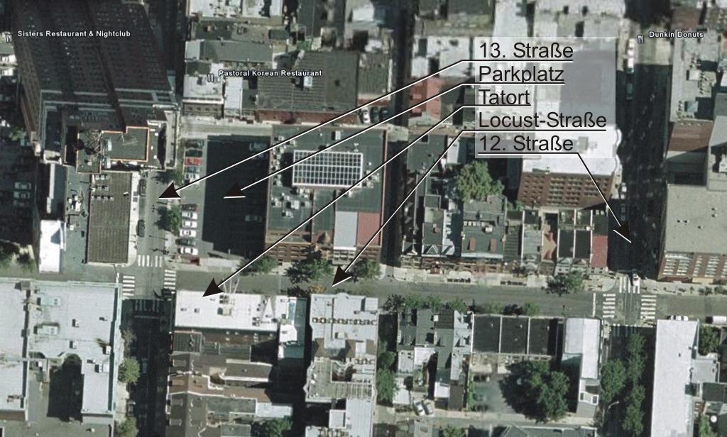 Satellitenfotos der Locust-Str. von 12. bis 13. Stra�e, geneigt