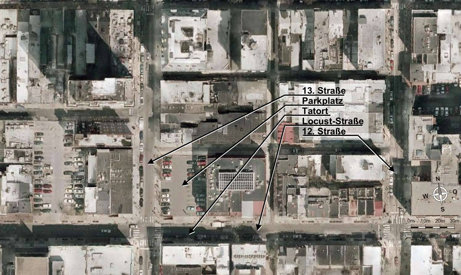 Satellitenfotos der Locust-Str. von 12. bis 13. Stra�e