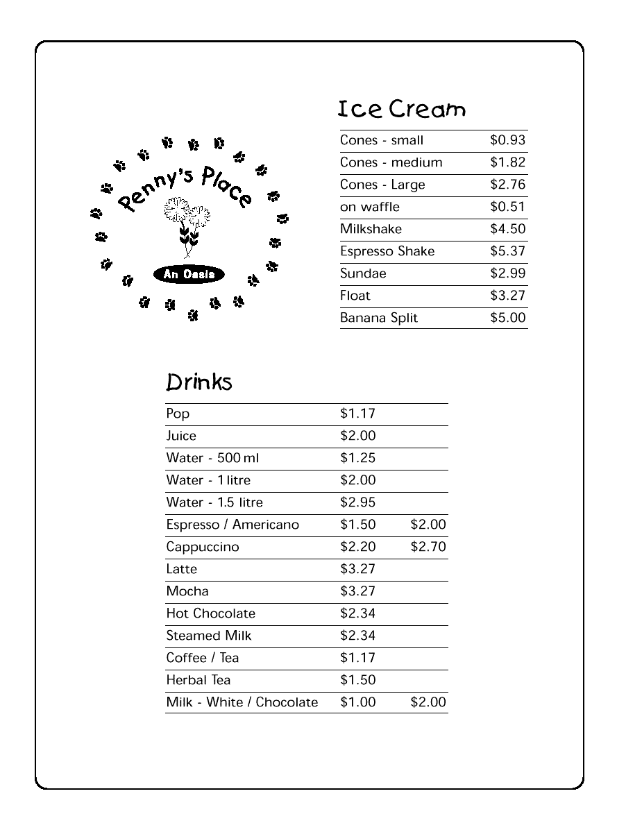 Our Menu