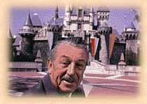 Walt Disney in front of Sleeping Beauty Castle