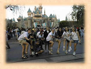 Tourists outside Sleeping Beauty Castle, Disneyland