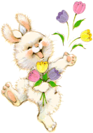 Bunny with bouquet of flowers