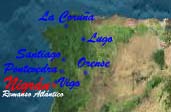 Situaci�n de Nigr�n a nivel de comunidad Autonoma de Galicia. Se indican la capitales de provincia y Vigo como ciudad m�s importante de la Provincia de Pontevedra. 