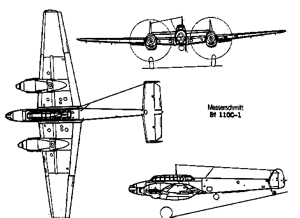 Line Drawing of Bf 110C-1