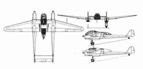 Line Drawing of Fw 189A-2 and B-0
