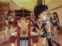 Kakyuu and Fighter, just after Kakyuu saved the life of Sailor Moon.
