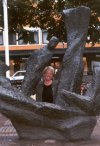 Mandy with a local statue