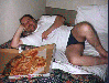 Sean enjoying a "small" Pizza