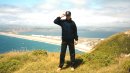 A very windy hillside overlooking Weymouth Bay