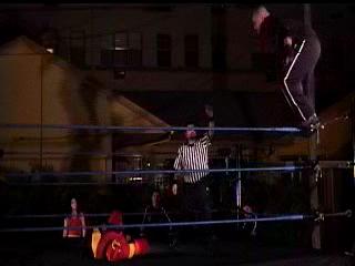 Machoman to the top rope