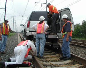 welding gauges behind the suburban