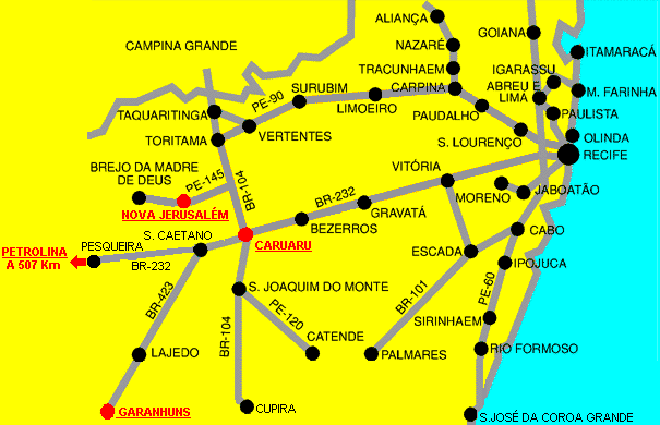 Localiza��o das cidades