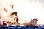 El Hu�scar navegando en alta mar durante la guerra de 1879
