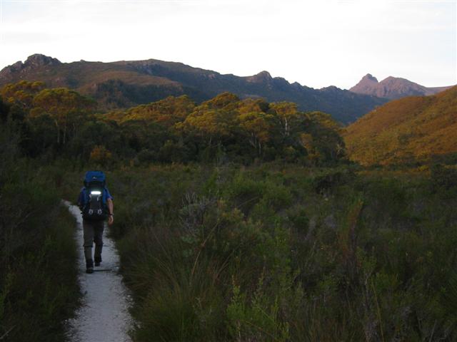 Walking towards Mt Anne