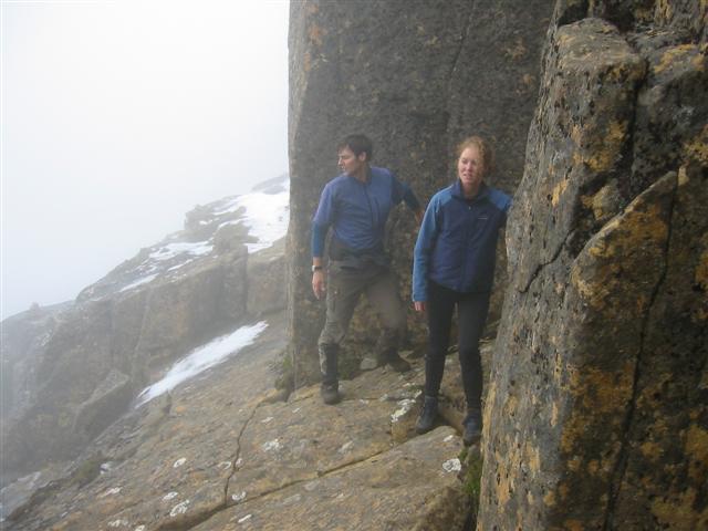 Adam & Sarah on Exposed traverse Mt Anne