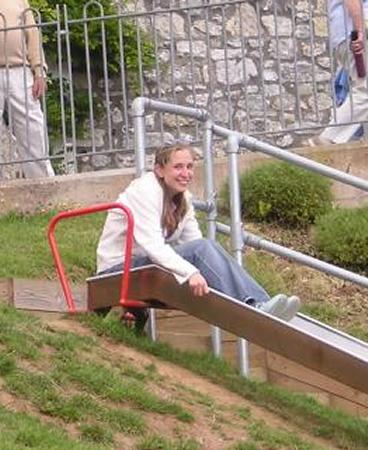 Vicki sat on what she thought was a slide