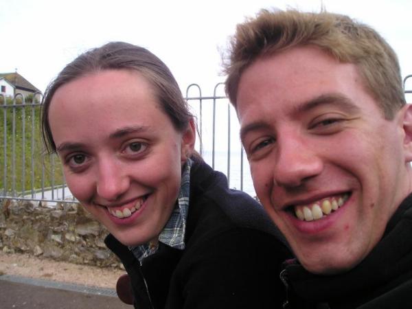 KT & Rob sat on the bench which grows foreheads and chins