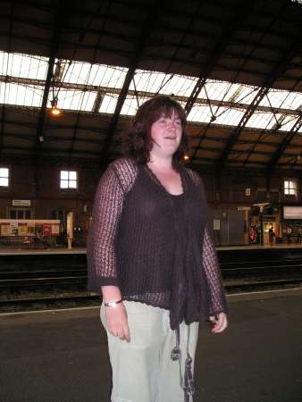 Em gives a presentation of our adventure to crowds of people in the city of Bristol (Britain's smiliest place)