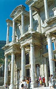 The impressive facade of the Library of Celsus