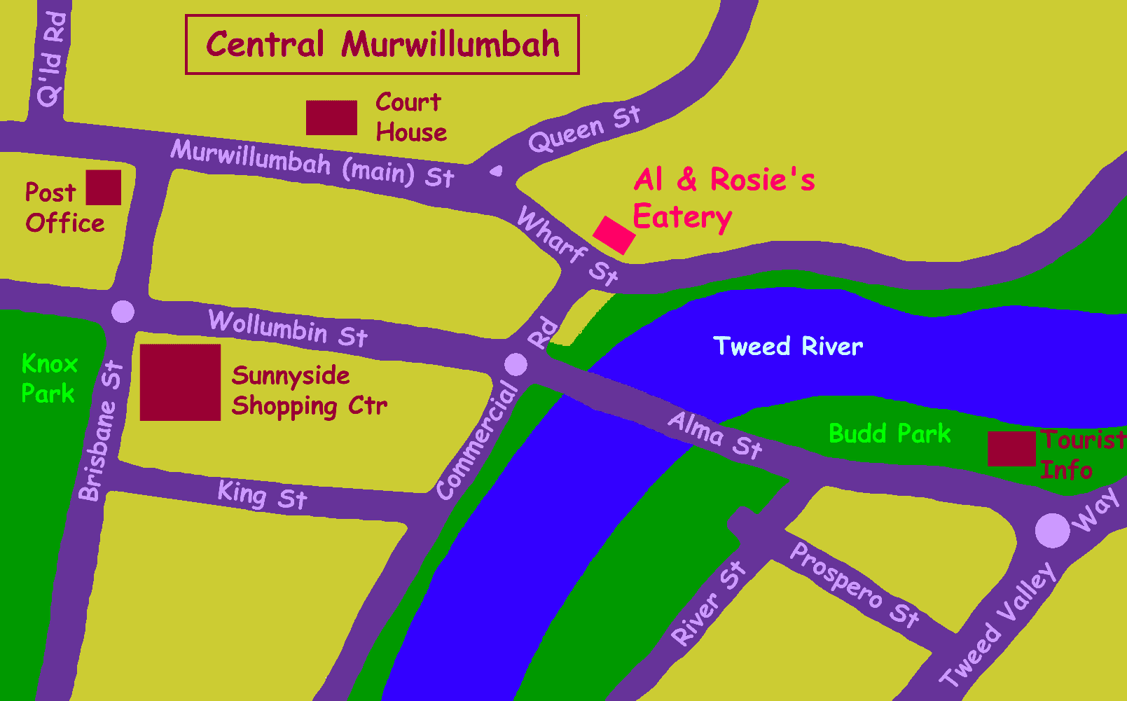 Map of Murwillumbah
Click on Al & Rosie's Eatery to return to main page