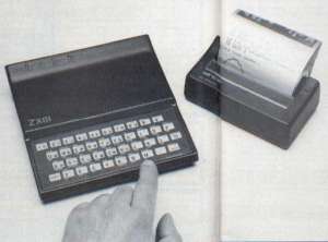 ZX81 and ZX printer. Program to print a sine curve reproduced from 