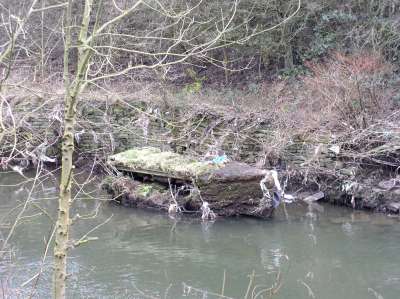 Foundation of bridge in river