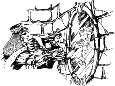 The King and Queen looks into the Magic Mirror
