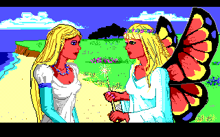 Rosella meets Genesta in the cinematic introduction to the game