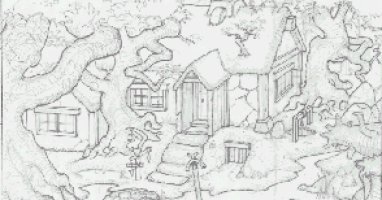 King's Quest V pencil artwork: Crispins house