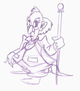 King's Quest VII concept art by Marc Hudgins - Dr. Mort Cadaver, unspined