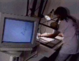 The painstaking process of scanning the animation frames