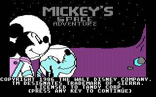 Mickey's Space Adventure - title screen
