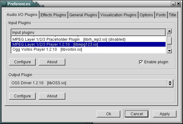 XMMS with MP3
			plugin