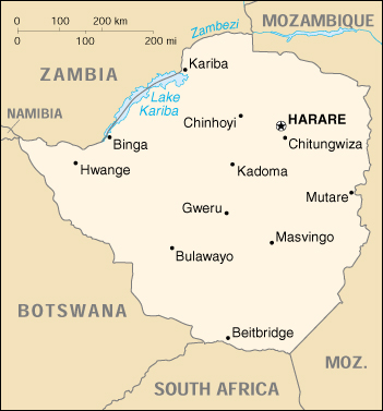 Map of Zimbabwe