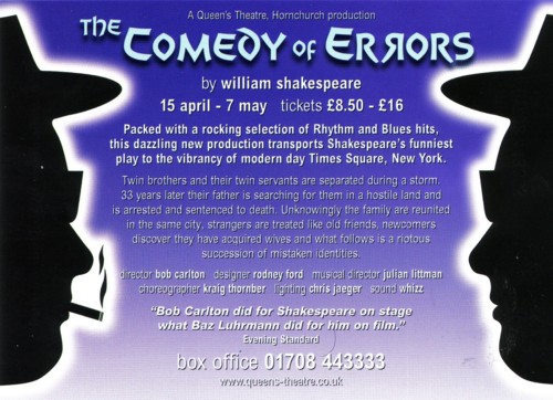 The Comedy of Errors Postcard - Back