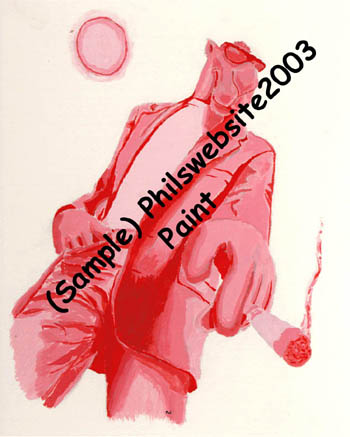 The camel smoking, done in differnt shades of red paint