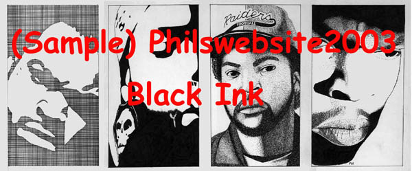 4 pics of Ice Cube done in ink