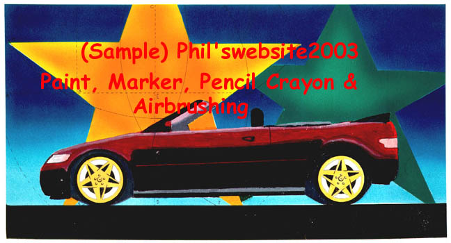 4 stars in artwork - Done using paint, marker & pencil crayon (background it airbrushed), 