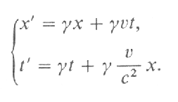 Die Formel fr die Lorentzsche Transformation