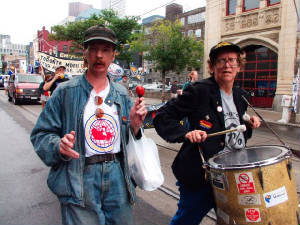Kerre and I marching the 2000 Labour Day march
