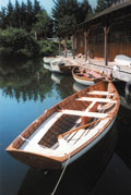 Rowboats moored at Wooden Boat Center