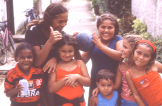 Seven kids in Abrao, Ilha Grande Island, Brazil