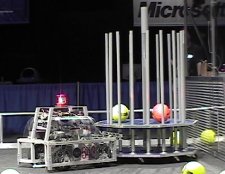 Robot shooting balls during Richmond competition