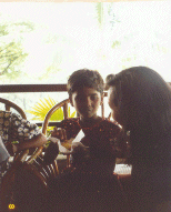 Naomi talking to a Rotaractor, Anis