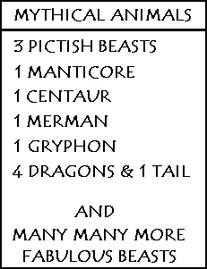 Diagram, list of mythical animals depicted on Pictish standing stones