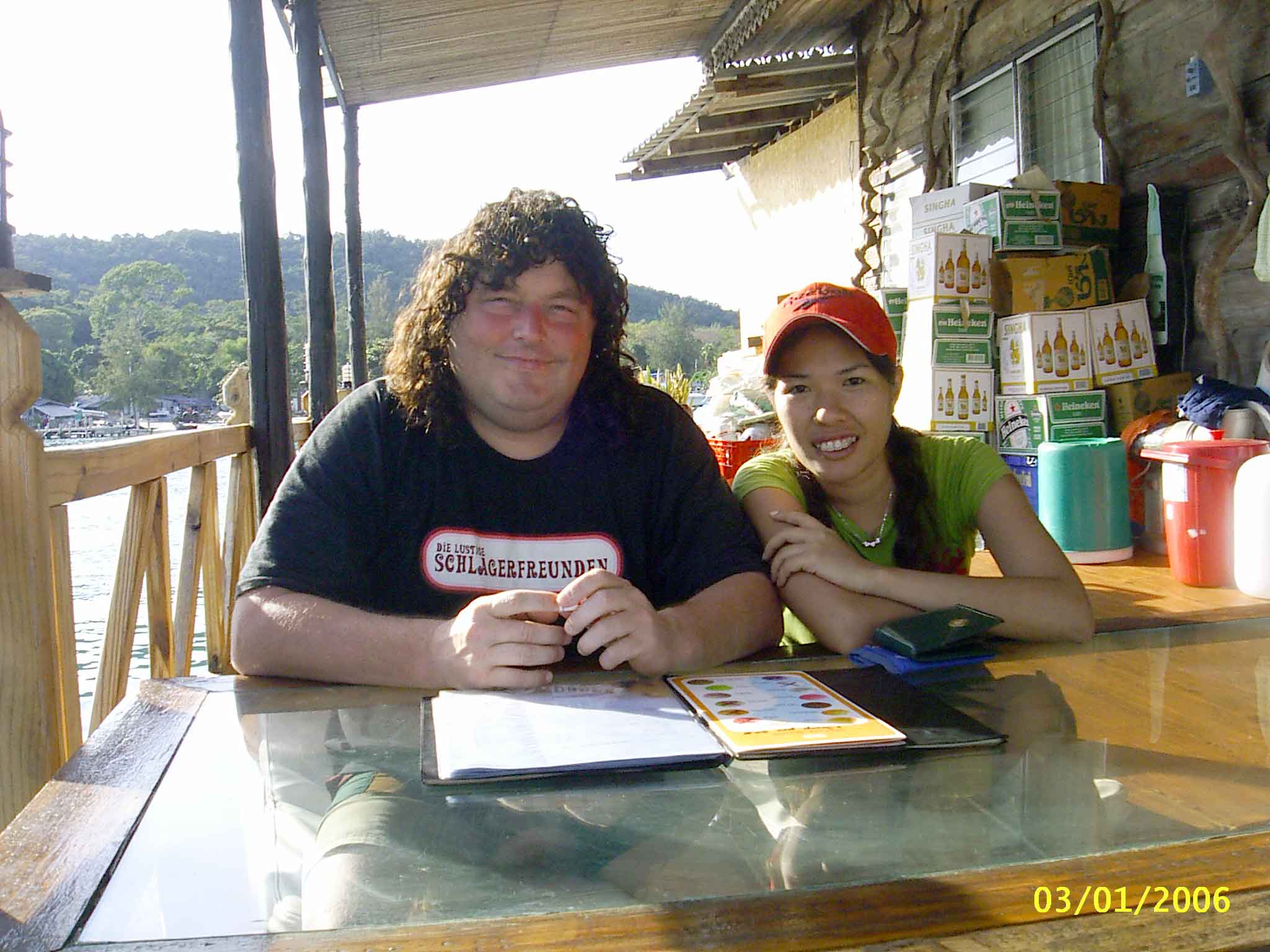 Maarten with girlfriend at Restaurant