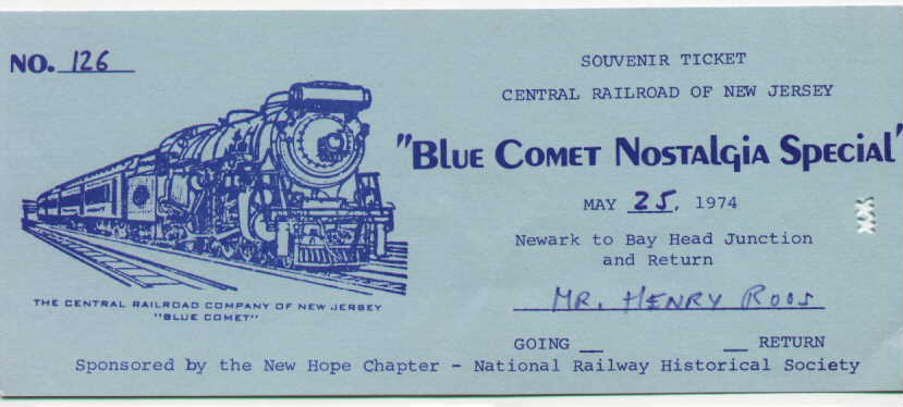 Ticket from Blue Comet fantrip,1974