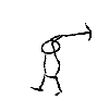 Animated man with pickaxe.